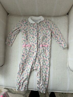 Ralph Lauren Girls' Floral Pink Pocket One-Piece Romper